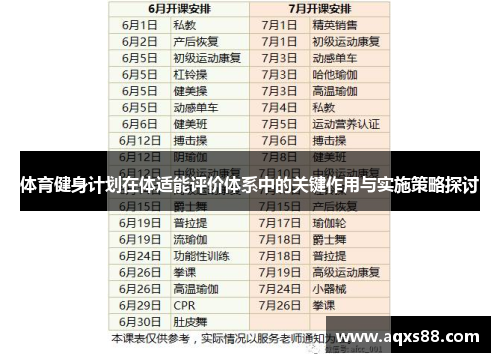 体育健身计划在体适能评价体系中的关键作用与实施策略探讨